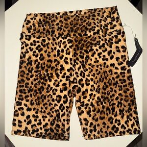 Leopard Print High-Waist Women’s Bike Shorts - Tan/Black